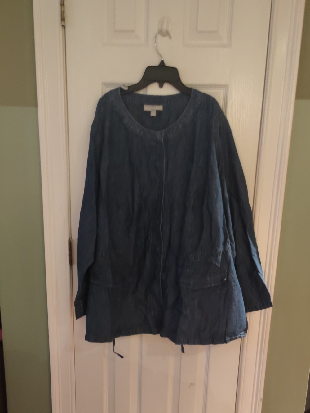 Woman Within Dark Blue Denim Zip-Front Jacket